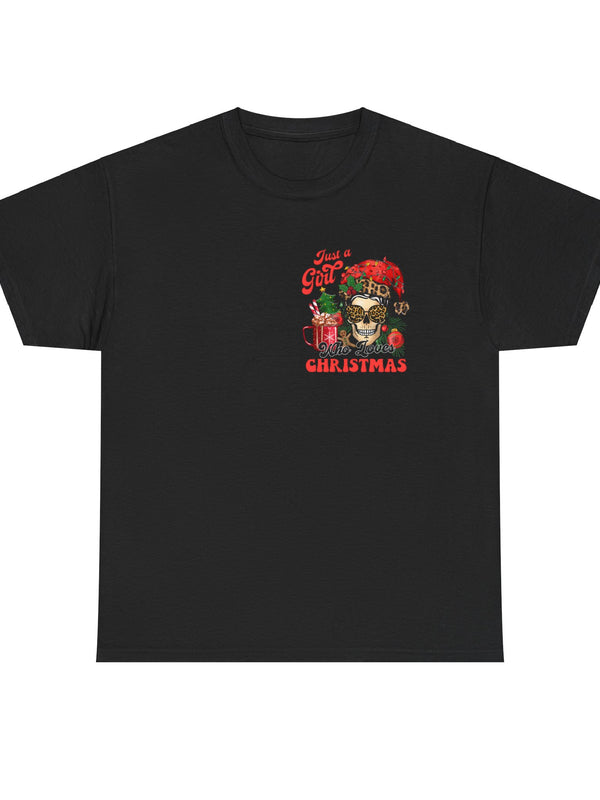 Front view of black Just a girl who loves christmas