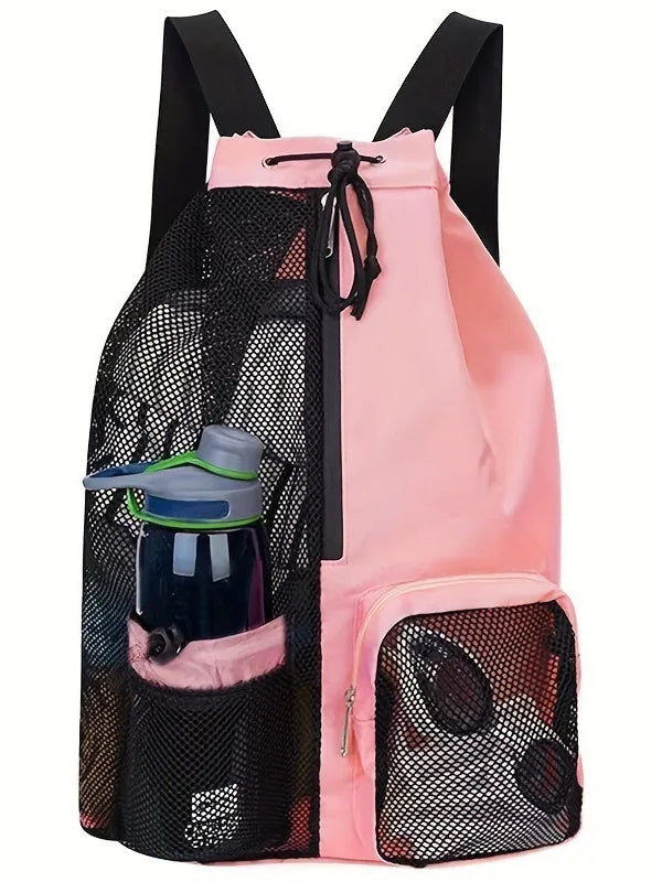 Sinodiving Portable Foldable Gym & Beach Backpack Travel Sports Drawstring Swim & Dive Bag