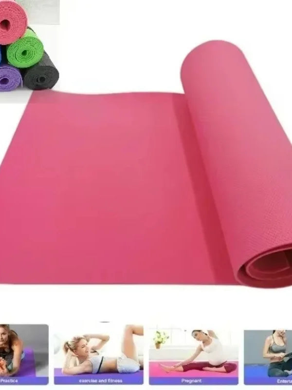 4MM Thick Non-Slip Yoga Mat 173x61cm – Lightweight EVA Fitness Mat for Home, Gym & Pilates | Anti-Skid, Waterproof, Eco-Friendly Exercise Mat with Carry Band