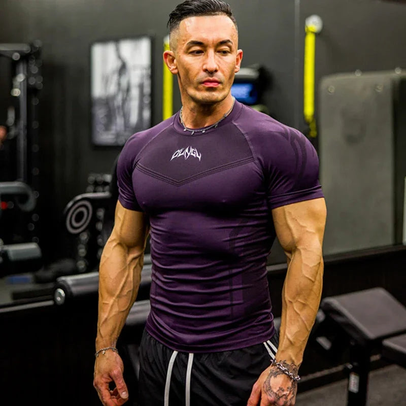 Men’s Compression Muscle T-Shirt – High Elastic, Quick-Dry Performance Top for Gym, Running & Training