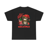 Back view of black Just a girl who loves christmas tees