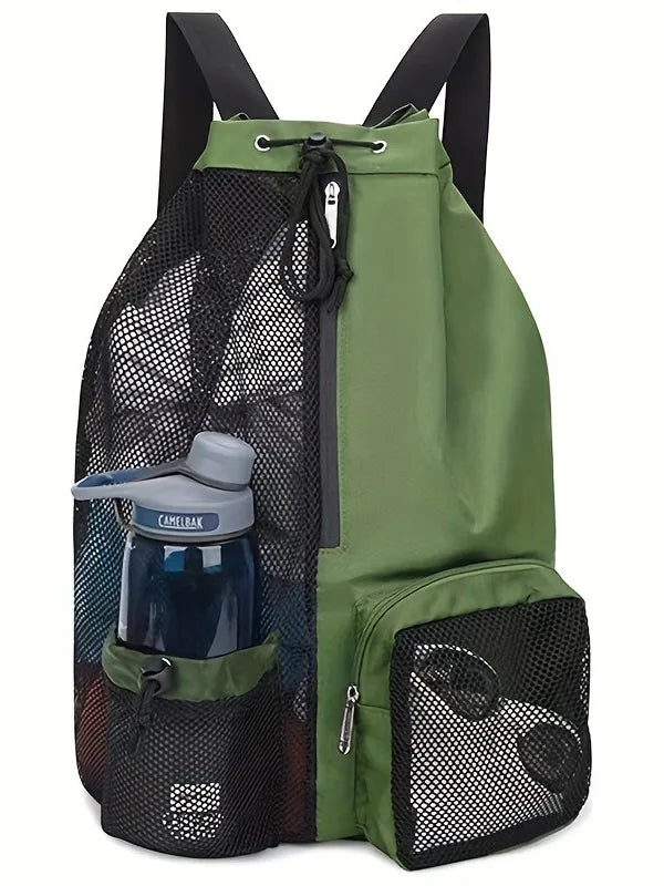 Sinodiving Portable Foldable Gym & Beach Backpack Travel Sports Drawstring Swim & Dive Bag