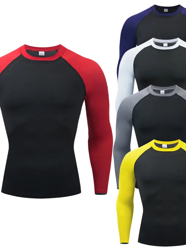 Mens Sport Compression Sweatshirt Gym Tight Running Tops for Fitness T-shirt Muscle Training Clothes Jogging Rashguard Dry Fit