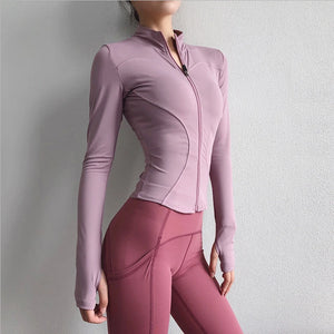 2025 Long Sleeve Sports Jacket Women Zip Fitness Yoga Shirt Winter Warm Gym Top Activewear Running Coats Workout Clothes Woman