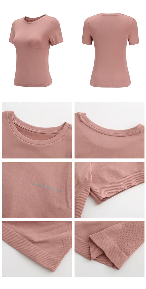 Women Yoga Top Seamless Sport T Shirts Fitness Clothes Short Sleeve Yoga Shirt Gym Top Running Active Wear Sport Top Femme