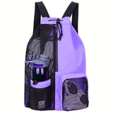 Sinodiving Portable Foldable Gym & Beach Backpack Travel Sports Drawstring Swim & Dive Bag