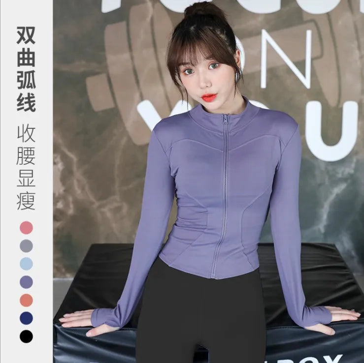 2025 Long Sleeve Sports Jacket Women Zip Fitness Yoga Shirt Winter Warm Gym Top Activewear Running Coats Workout Clothes Woman