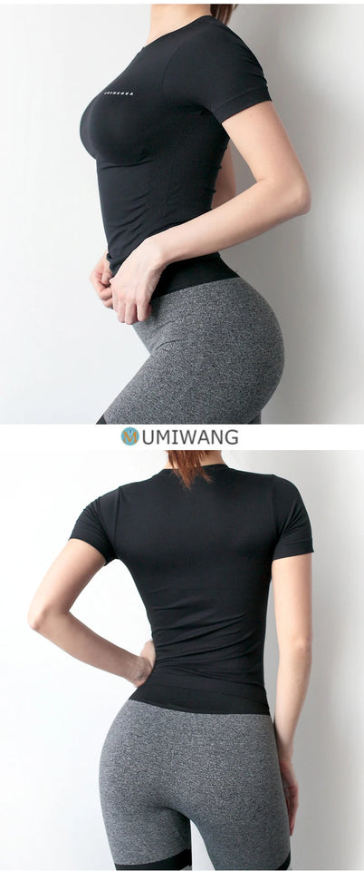 Women Yoga Top Seamless Sport T Shirts Fitness Clothes Short Sleeve Yoga Shirt Gym Top Running Active Wear Sport Top Femme