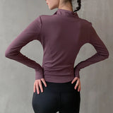 2025 Long Sleeve Sports Jacket Women Zip Fitness Yoga Shirt Winter Warm Gym Top Activewear Running Coats Workout Clothes Woman