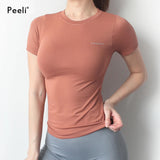 Women Yoga Top Seamless Sport T Shirts Fitness Clothes Short Sleeve Yoga Shirt Gym Top Running Active Wear Sport Top Femme