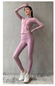 2025 Long Sleeve Sports Jacket Women Zip Fitness Yoga Shirt Winter Warm Gym Top Activewear Running Coats Workout Clothes Woman