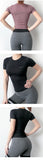 Women Yoga Top Seamless Sport T Shirts Fitness Clothes Short Sleeve Yoga Shirt Gym Top Running Active Wear Sport Top Femme