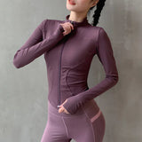 2025 Long Sleeve Sports Jacket Women Zip Fitness Yoga Shirt Winter Warm Gym Top Activewear Running Coats Workout Clothes Woman