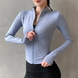 2025 Long Sleeve Sports Jacket Women Zip Fitness Yoga Shirt Winter Warm Gym Top Activewear Running Coats Workout Clothes Woman