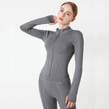2025 Long Sleeve Sports Jacket Women Zip Fitness Yoga Shirt Winter Warm Gym Top Activewear Running Coats Workout Clothes Woman