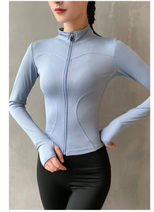 2025 Long Sleeve Sports Jacket Women Zip Fitness Yoga Shirt Winter Warm Gym Top Activewear Running Coats Workout Clothes Woman