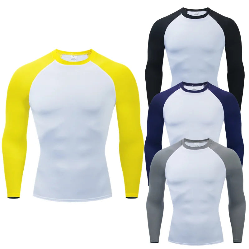 Mens Sport Compression Sweatshirt Gym Tight Running Tops for Fitness T-shirt Muscle Training Clothes Jogging Rashguard Dry Fit