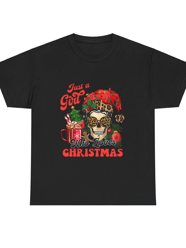 Front view of black Just a girl who loves christmas 