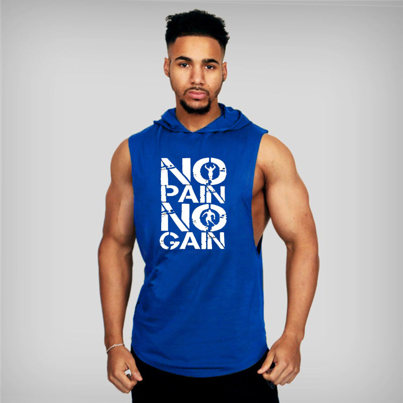 Bodybuilding Fitness Hooded Waistcoat Loose Men's Training Hurdle I-Shaped Plus Size European Summer Vest