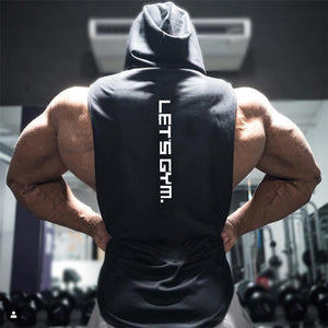 Bodybuilding Fitness Hooded Waistcoat Loose Men's Training Hurdle I-Shaped Plus Size European Summer Vest