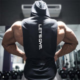 Bodybuilding Fitness Hooded Waistcoat Loose Men's Training Hurdle I-Shaped Plus Size European Summer Vest