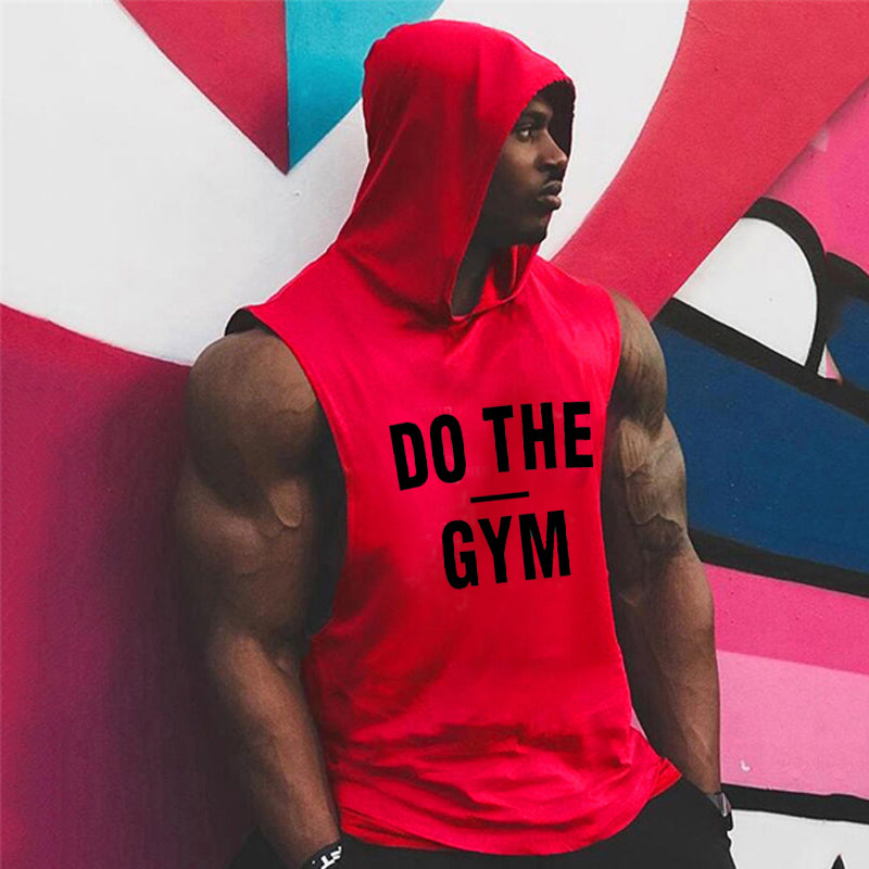 Bodybuilding Fitness Hooded Waistcoat Loose Men's Training Hurdle I-Shaped Plus Size European Summer Vest