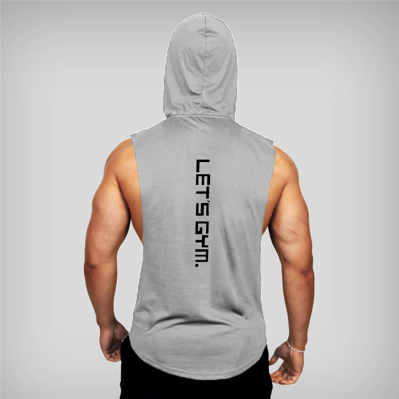 Bodybuilding Fitness Hooded Waistcoat Loose Men's Training Hurdle I-Shaped Plus Size European Summer Vest