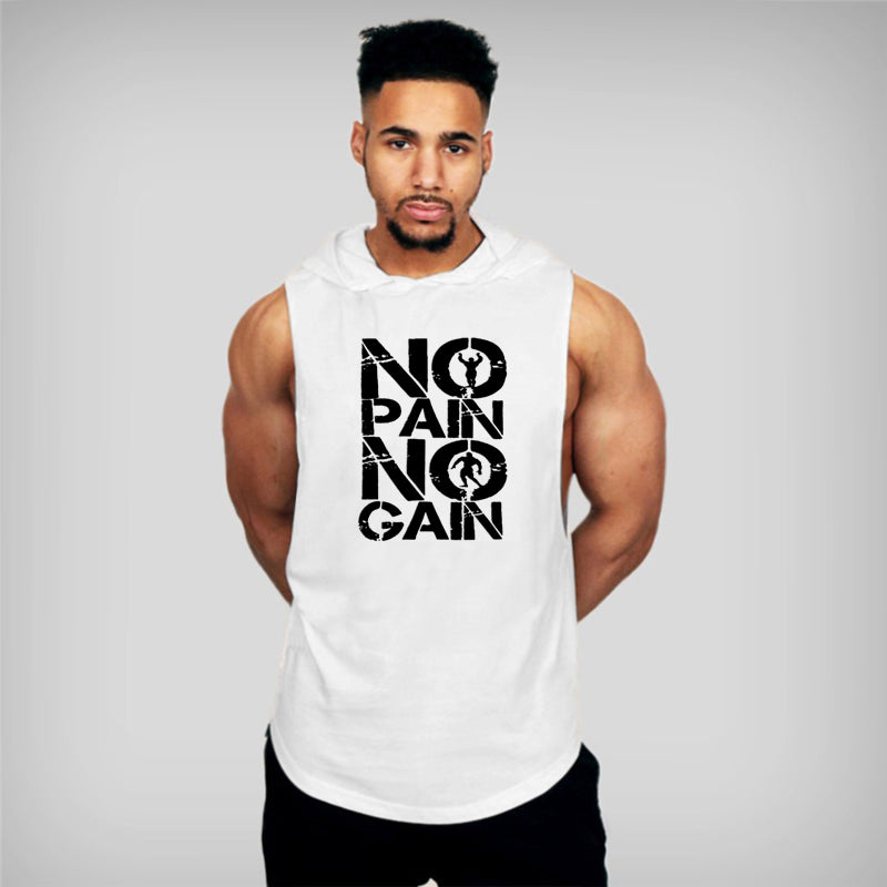 Bodybuilding Fitness Hooded Waistcoat Loose Men's Training Hurdle I-Shaped Plus Size European Summer Vest