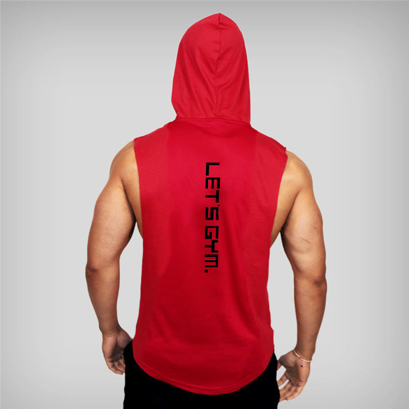 Bodybuilding Fitness Hooded Waistcoat Loose Men's Training Hurdle I-Shaped Plus Size European Summer Vest