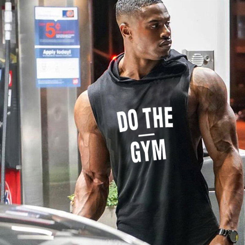 Bodybuilding Fitness Hooded Waistcoat Loose Men's Training Hurdle I-Shaped Plus Size European Summer Vest