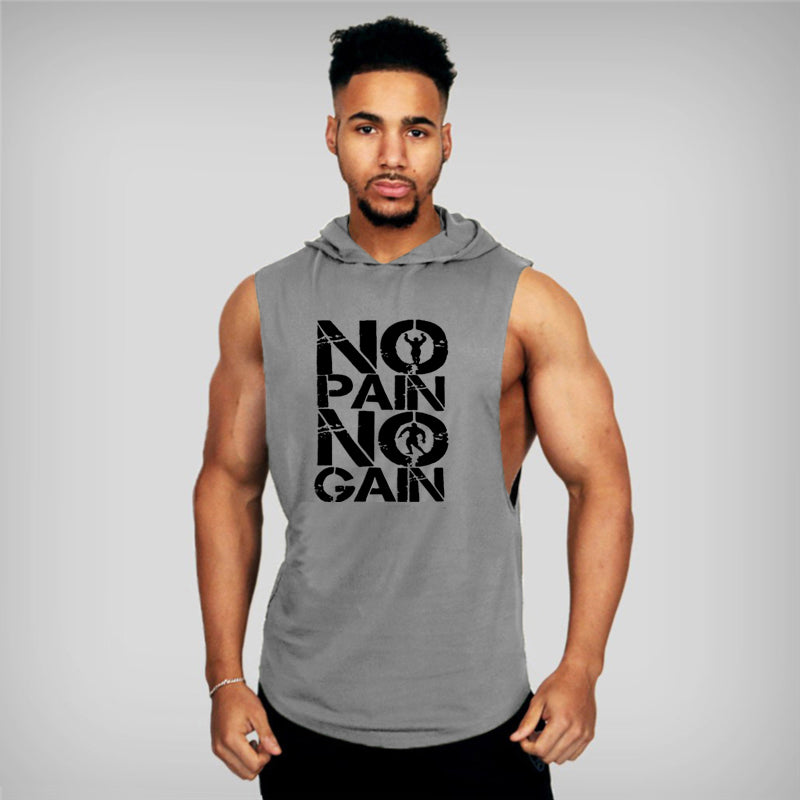 Bodybuilding Fitness Hooded Waistcoat Loose Men's Training Hurdle I-Shaped Plus Size European Summer Vest
