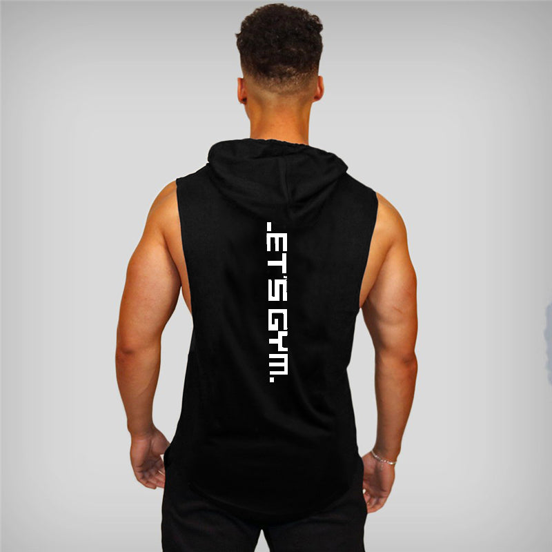 Bodybuilding Fitness Hooded Waistcoat Loose Men's Training Hurdle I-Shaped Plus Size European Summer Vest