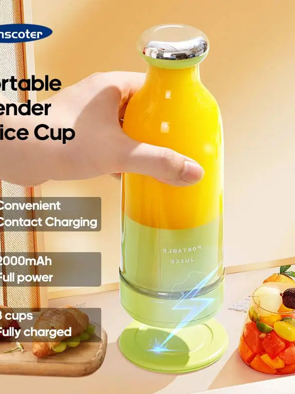 ✨ KINSCOTER Portable Juicer Cup – 6 Stainless Steel Blades, USB Rechargeable Smoothie Blender