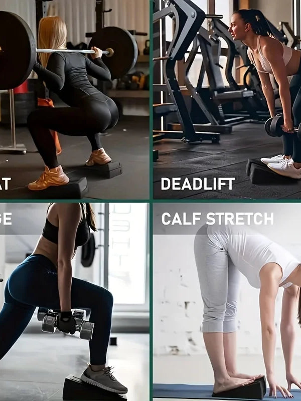 3Pcs Adjustable Yoga Slant Wedge Blocks – Non-Slip Squat &amp; Calf Stretcher Set for Strength, Balance, and Rehabilitation