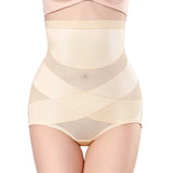 Beige shapewear worn by a person on a white background