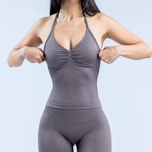 Impact Longline Strappy Gym Top Backless Gym Clothes Women Scrunch Built-in Bra With Removable Cups Yoga Tank Tops