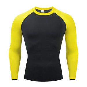 Mens Sport Compression Sweatshirt Gym Tight Running Tops for Fitness T-shirt Muscle Training Clothes Jogging Rashguard Dry Fit