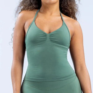 Impact Longline Strappy Gym Top Backless Gym Clothes Women Scrunch Built-in Bra With Removable Cups Yoga Tank Tops