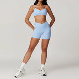 Women Sportswear Yoga Set 2PCS Sport Suit Gym Workout Clothes Short Sleeve Gym Crop Top High Waist Leggings Fitness Sports Wear