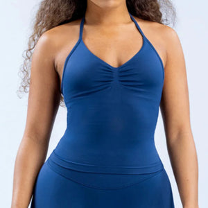 Impact Longline Strappy Gym Top Backless Gym Clothes Women Scrunch Built-in Bra With Removable Cups Yoga Tank Tops