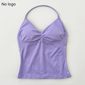 Impact Longline Strappy Gym Top Backless Gym Clothes Women Scrunch Built-in Bra With Removable Cups Yoga Tank Tops