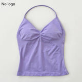 Impact Longline Strappy Gym Top Backless Gym Clothes Women Scrunch Built-in Bra With Removable Cups Yoga Tank Tops