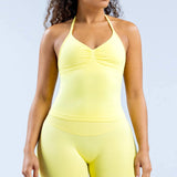 Impact Longline Strappy Gym Top Backless Gym Clothes Women Scrunch Built-in Bra With Removable Cups Yoga Tank Tops