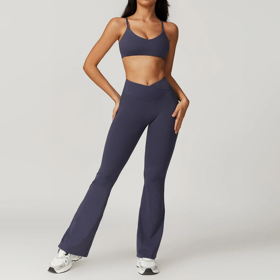 Women Sportswear Yoga Set 2PCS Sport Suit Gym Workout Clothes Short Sleeve Gym Crop Top High Waist Leggings Fitness Sports Wear