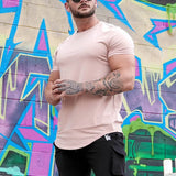 Men’s Sport Fitness T-Shirt – Short Sleeve Bodybuilding & Gym Training Tee | Lightweight Cotton Running Shirt for Summer