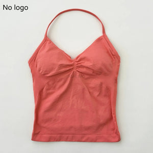 Impact Longline Strappy Gym Top Backless Gym Clothes Women Scrunch Built-in Bra With Removable Cups Yoga Tank Tops