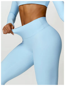 2PCS Long Sleeve Gym Set Women Yoga Clothes Quick-Drying Sportswear Running Leggings Workout Sports Crop Top Women