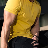 Men’s Sport Fitness T-Shirt – Short Sleeve Bodybuilding & Gym Training Tee | Lightweight Cotton Running Shirt for Summer