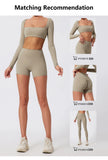 2PCS Long Sleeve Gym Set Women Yoga Clothes Quick-Drying Sportswear Running Leggings Workout Sports Crop Top Women