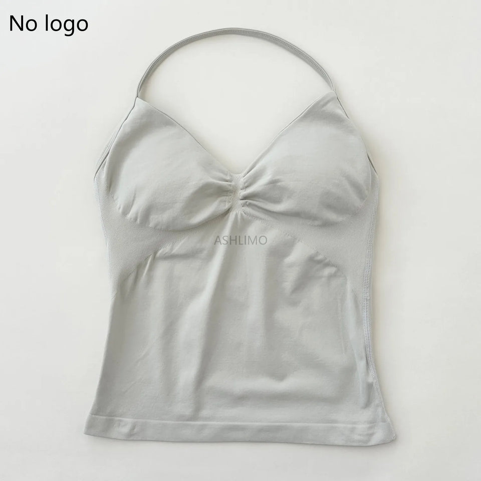 Impact Longline Strappy Gym Top Backless Gym Clothes Women Scrunch Built-in Bra With Removable Cups Yoga Tank Tops